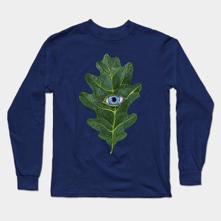 Oak Leaf with an Eye Watercolor Painting Long Sleeve T-Shirt